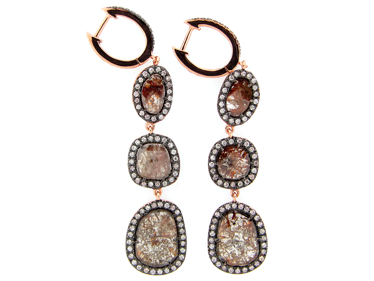 ROSE CUT SLICE BROWN DIAMOND EARRING
