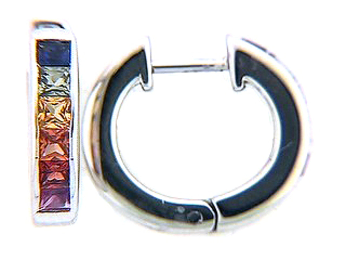 RAINBOW SAPPHIRE EARRING, 18KW (H/U)