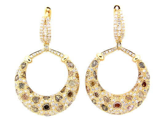 FANCY COLOR DIAMOND EARRING, 18KY (N)