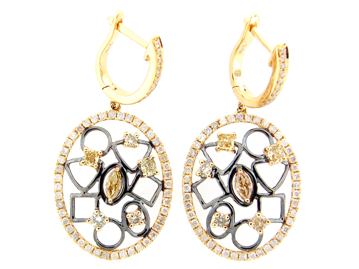 FANCY COLOR DIAMOND EARRING, 18KY (N)