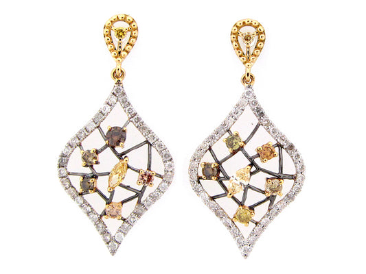 FANCY COLOR DIAMOND EARRING, 18KY (N)