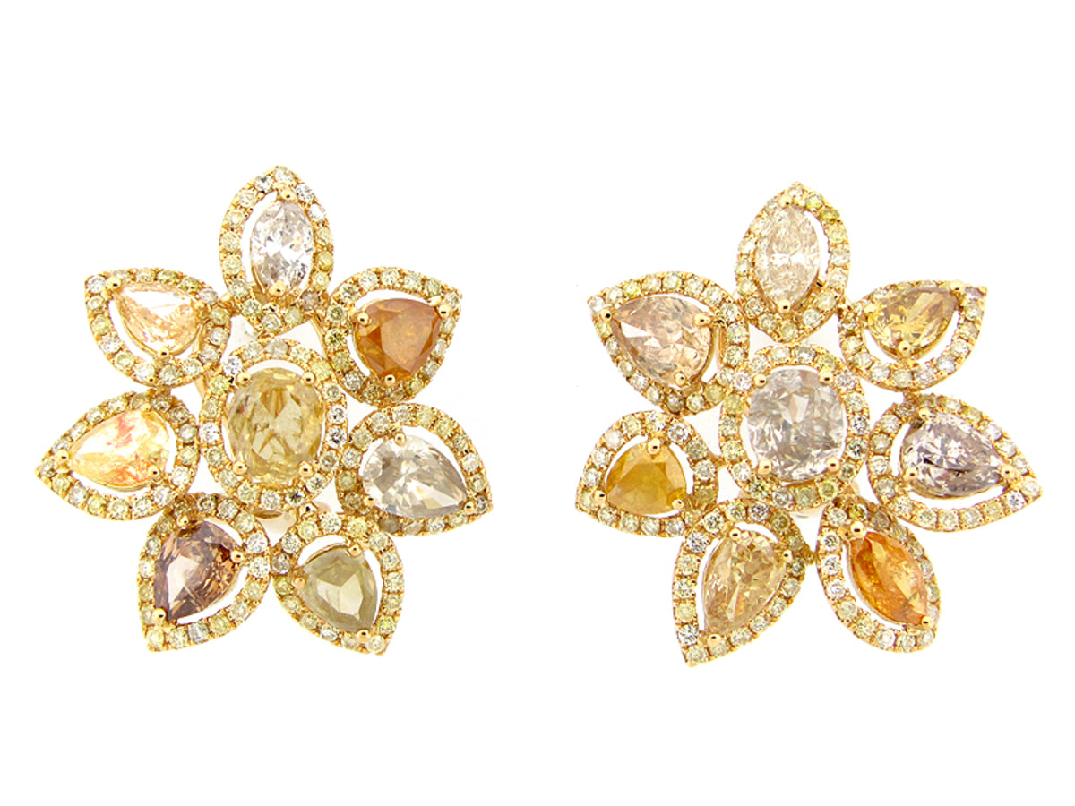 FANCY COLOR DIAMOND EARRING, 18KY (N)