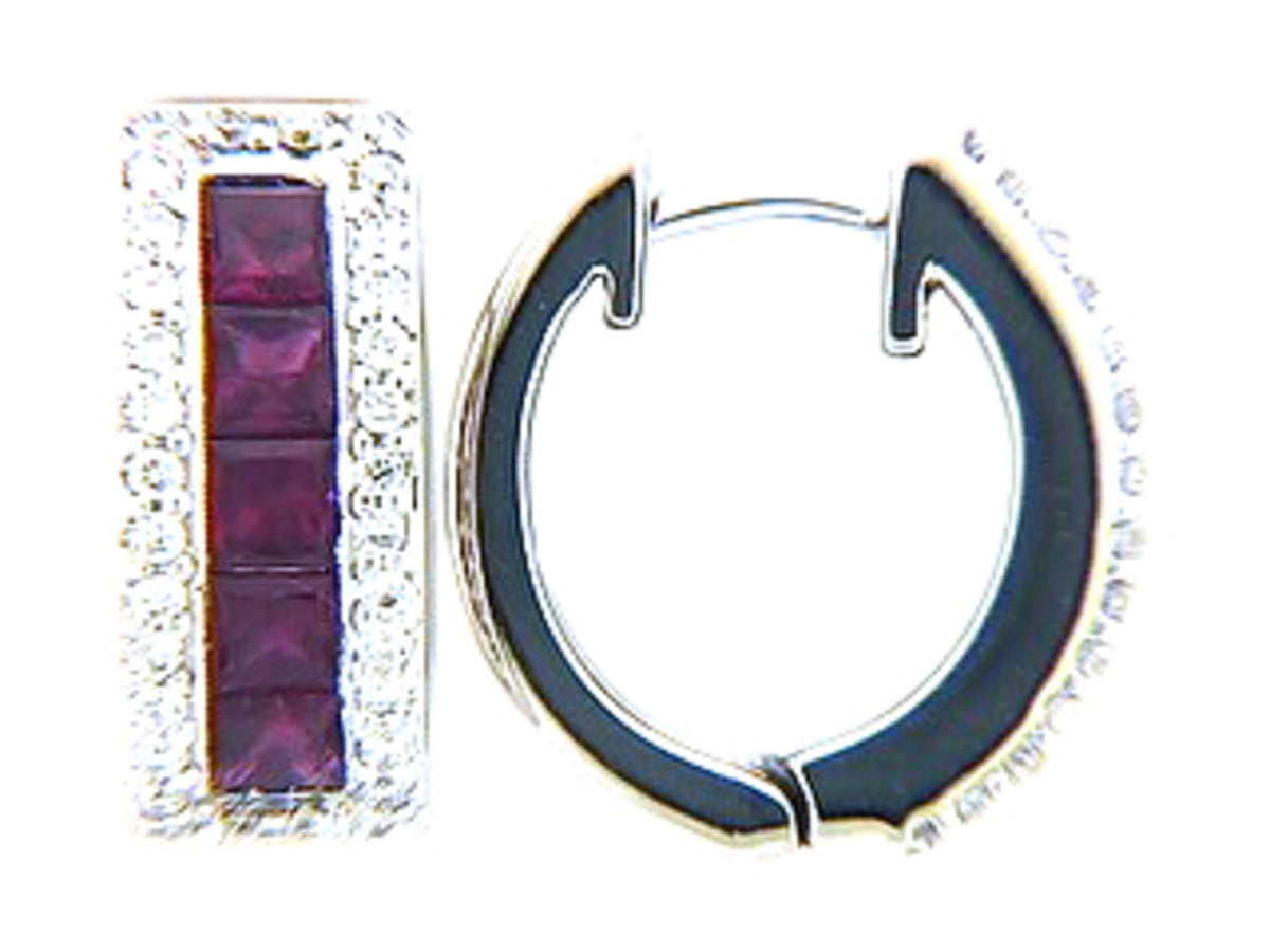 RUBY & DIAMOND EARRING, 14KW (H), C=1.40