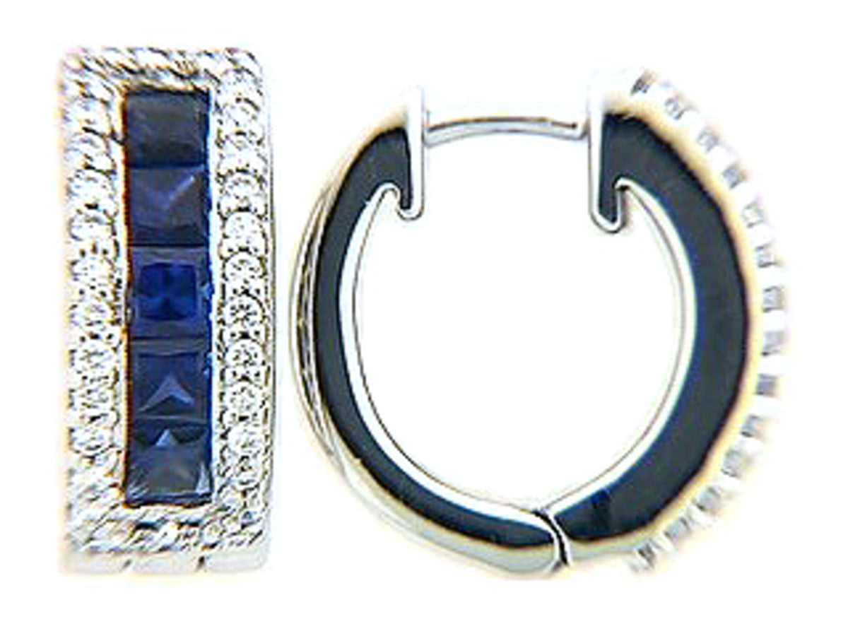 SAPPHIRE & DIAMOND EARRING, 14KW (H)