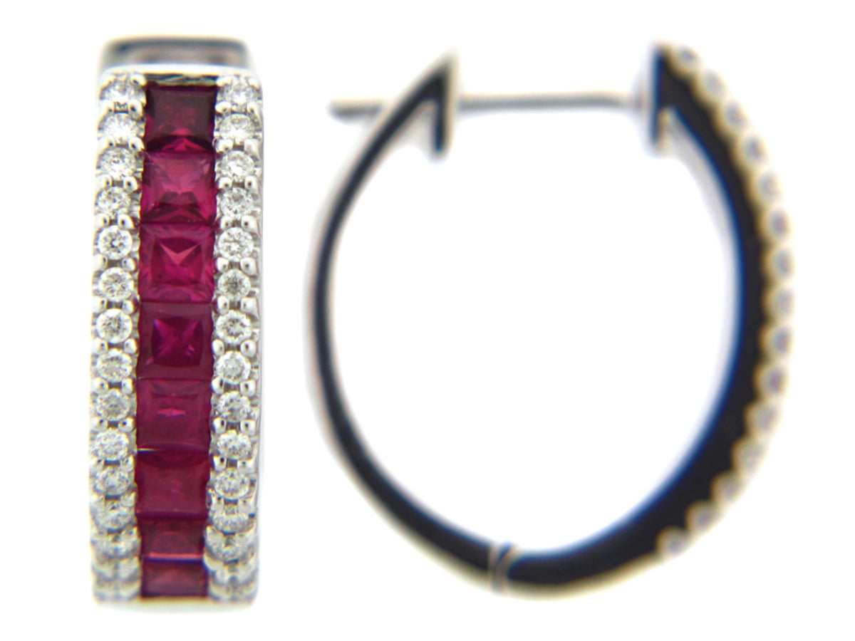 RUBY & DIAMOND EARRING, 14KW (H)