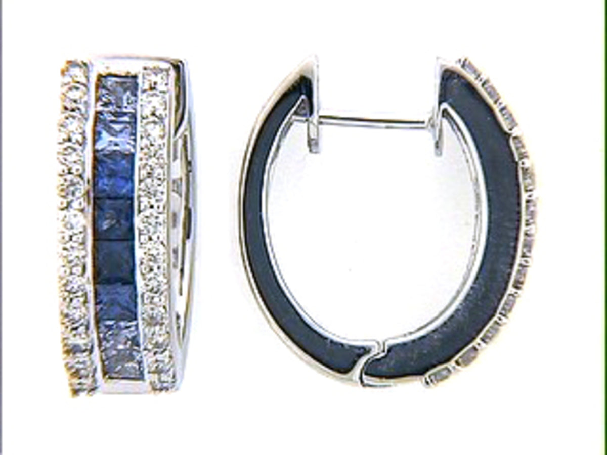 SAPPHIRE & DIAMOND EARRING ,18KW (H), C=1.60