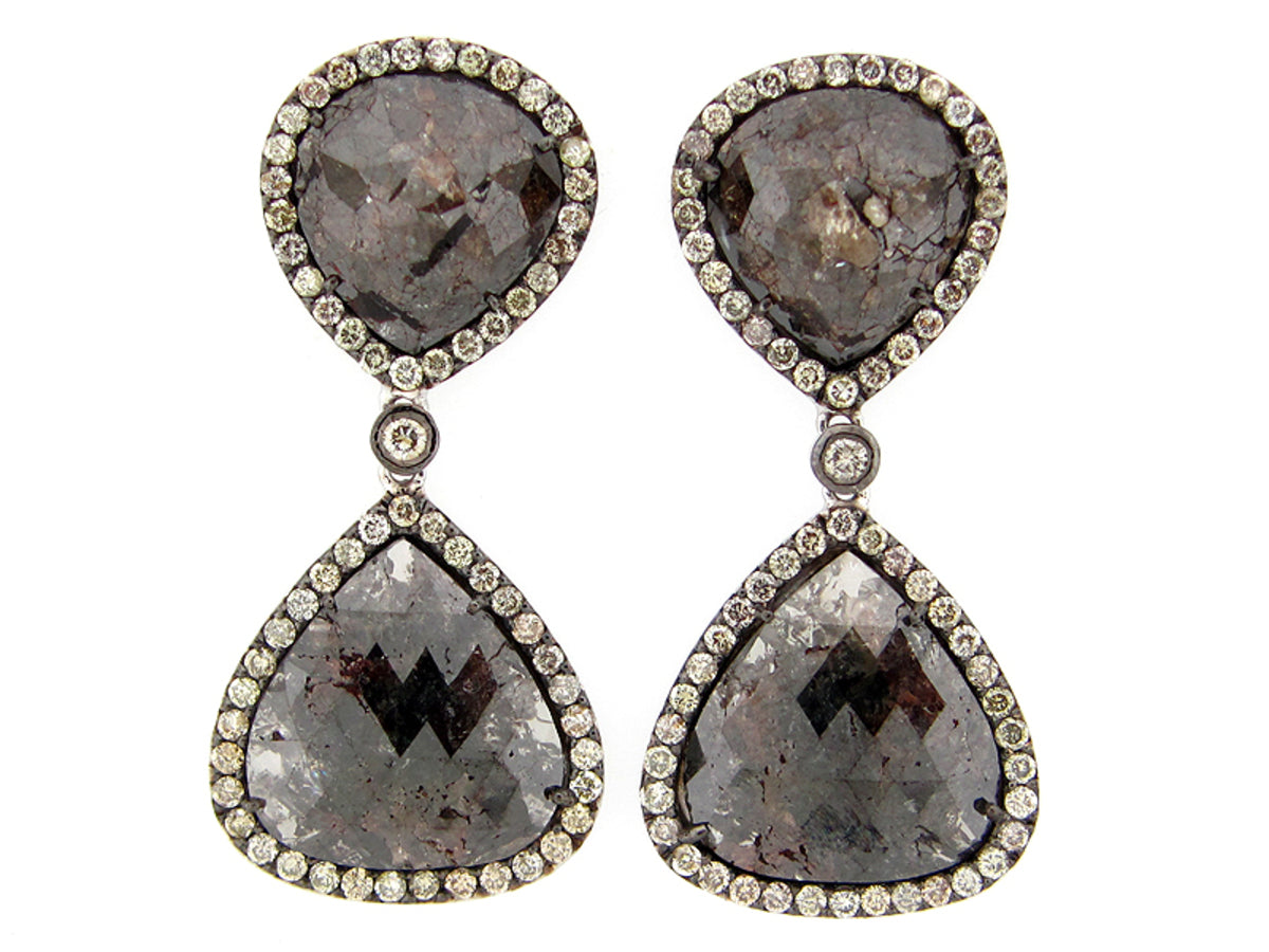ROSE ROUGH CUT FANCY COLOR DIAMOND EARRING