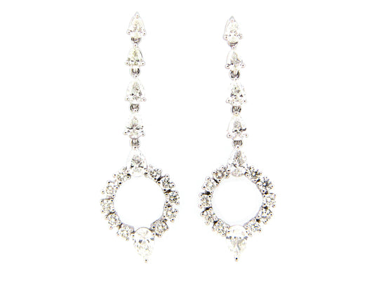 DIAMOND CIRCLE DANGLE EARRING, 18KW (N)