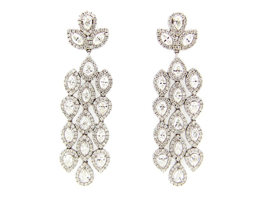 DIAMOND CHANDELIER 3 ROW EARRING, 18KW (N)