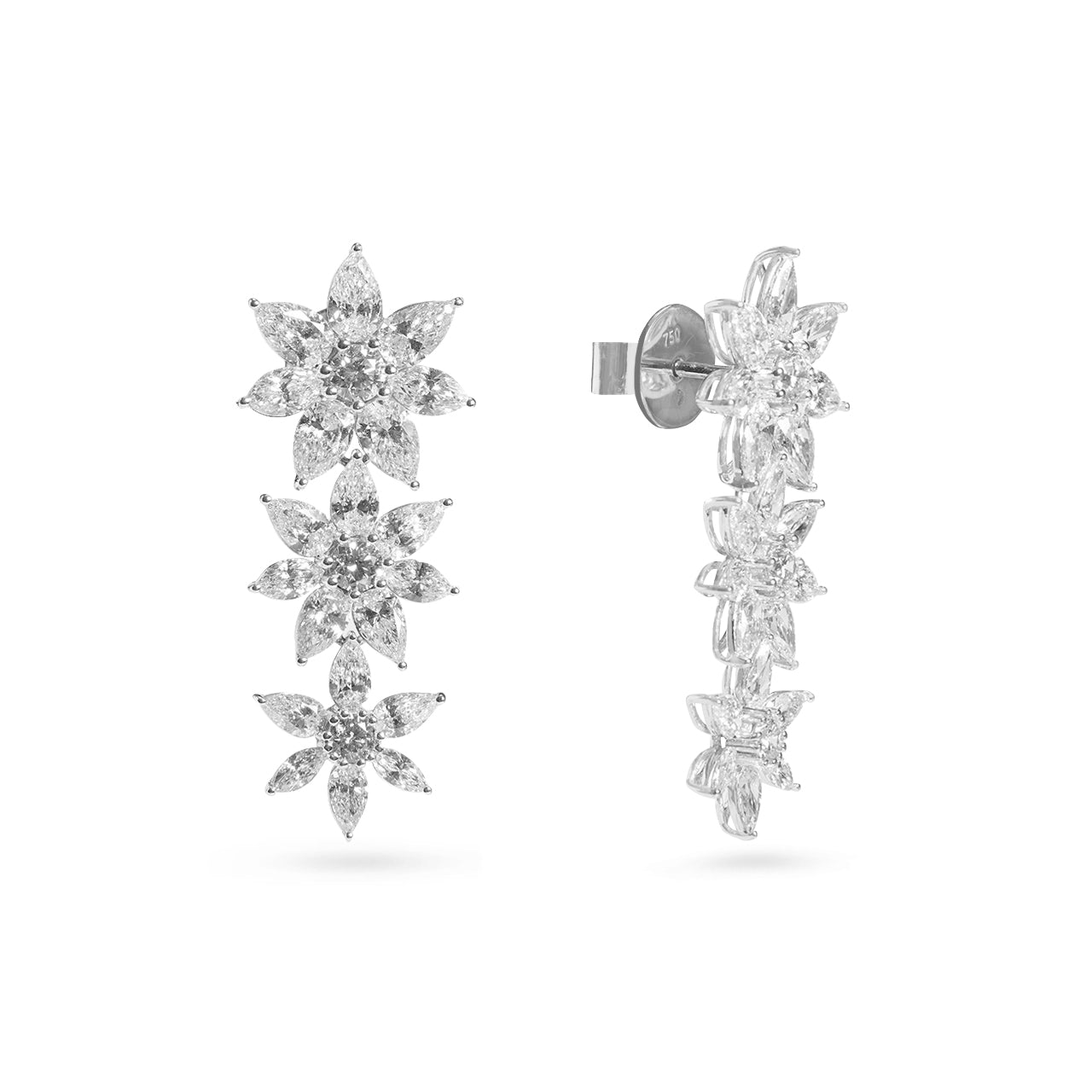 Diamond Floral Drop Earring