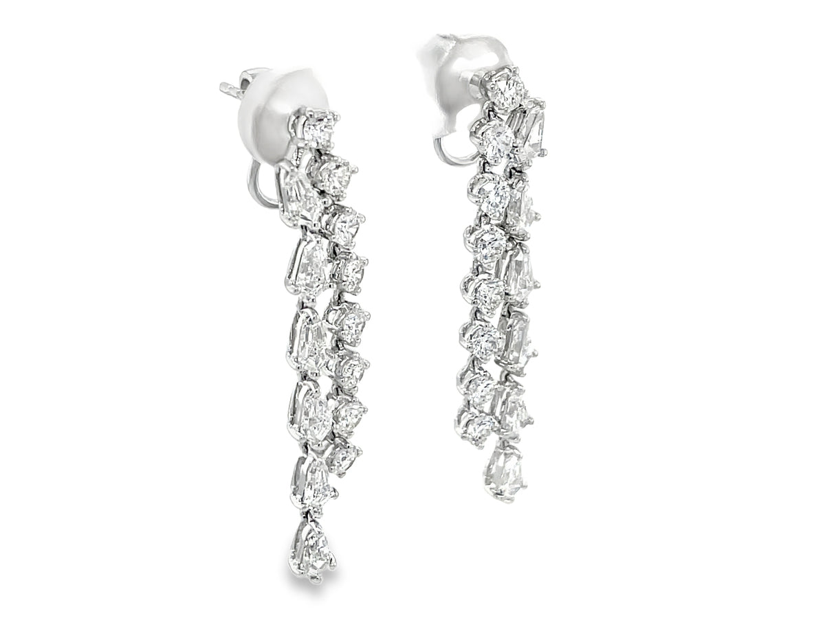 DIAMOND 2 ROW DANGLE EARRING, 40MM