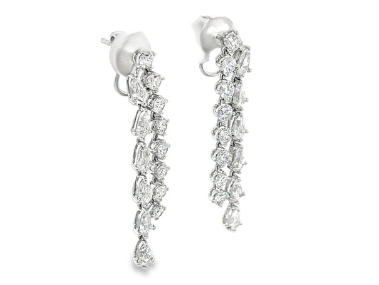 DIAMOND 2 ROW DANGLE EARRING, 40MM