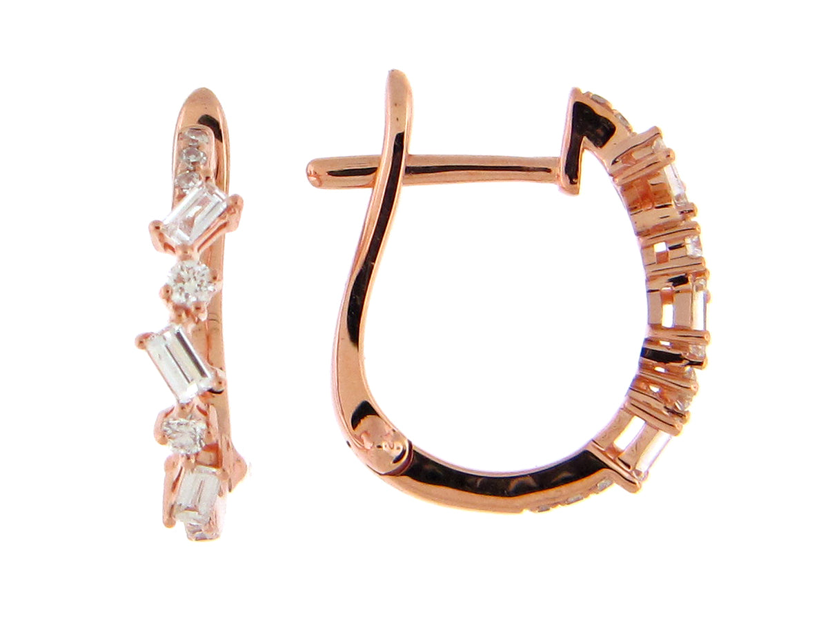 DIAMOND ALTERNATING BAGUETTES & ROUNDS HOOP EARRING