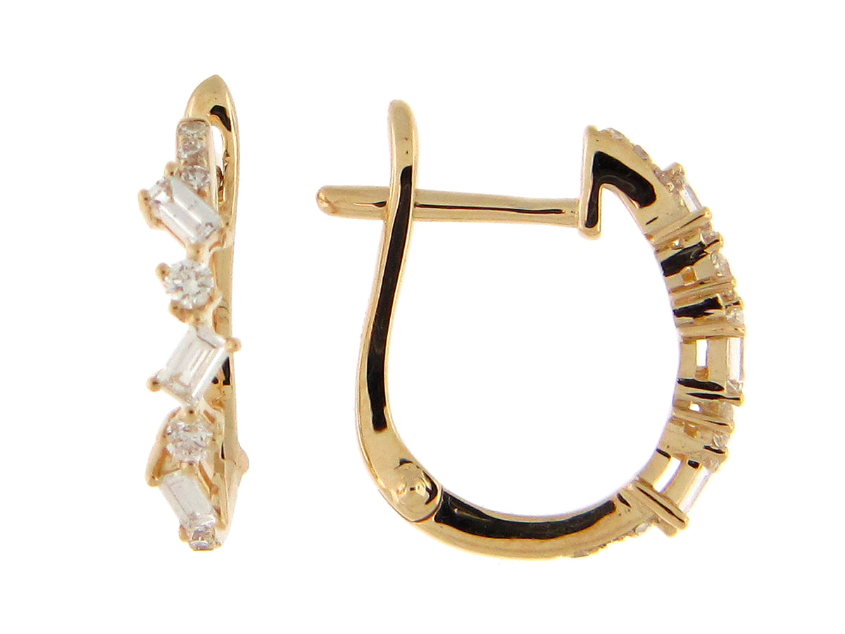 DIAMOND ALTERNATING BAGUETTES & ROUNDS HOOP EARRING