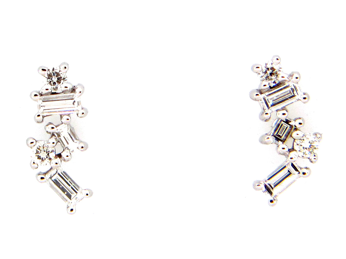 DIAMOND BAGUETTE ASYMMETRICAL STUD EARRING