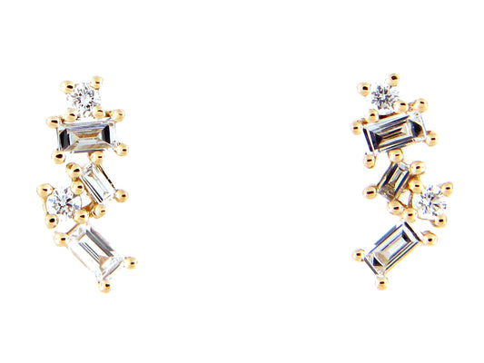 DIAMOND BAGUETTE ASYMMETRICAL STUD EARRING