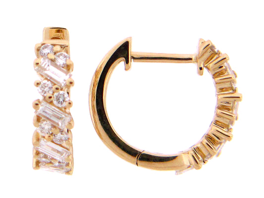 DIAMOND BAGUETTE & ROUND HUGGY EARRING