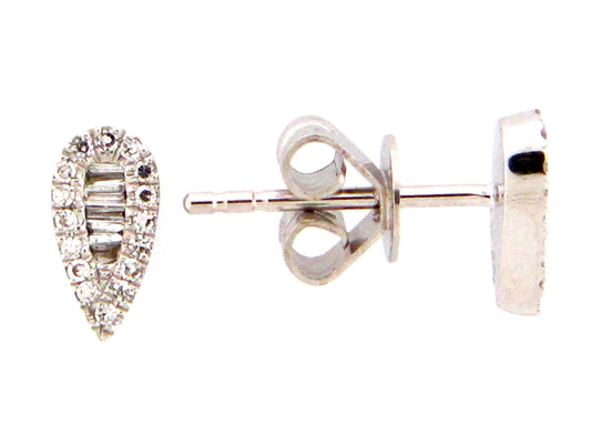 DIAMOND PEAR STUD EARRING, 14KW (N)