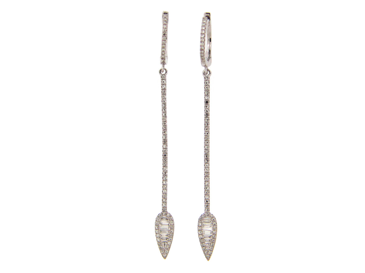 DIAMOND DROP BAR EARRING, 14KW (N)