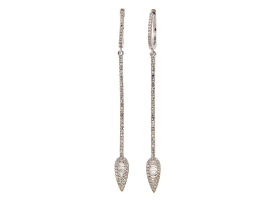 DIAMOND DROP BAR EARRING, 14KW (N)