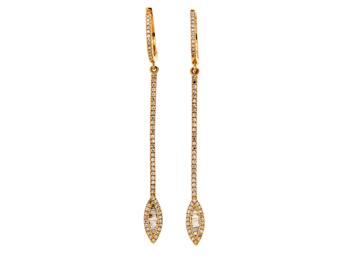 DIAMOND DROP BAR EARRING, 14KY (N)