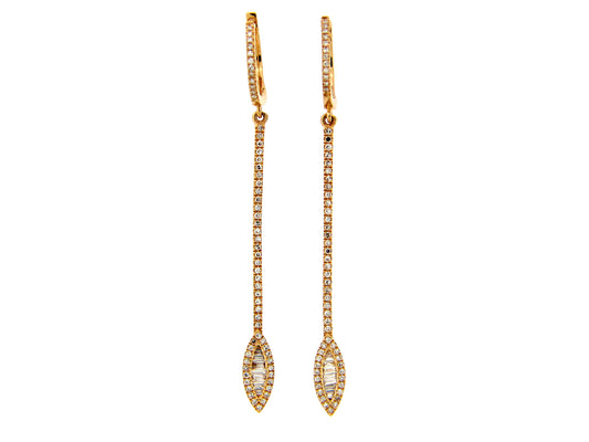 DIAMOND DROP BAR EARRING, 14KY (N)