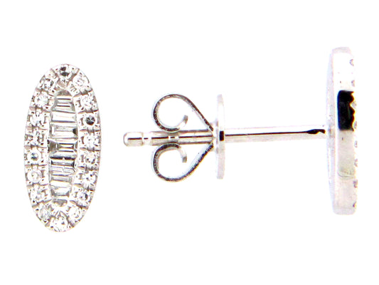 DIAMOND OVAL STUD EARRING, 14KW (N)