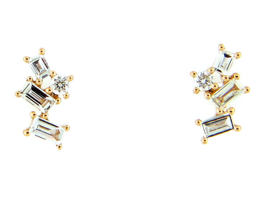 DIAMOND BAGUETTE PIVOTING STUD EARRING