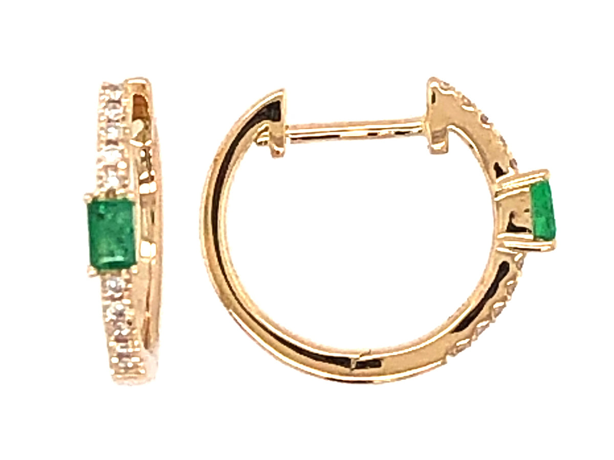 EMERALD & DIAMOND HOOP EARRING