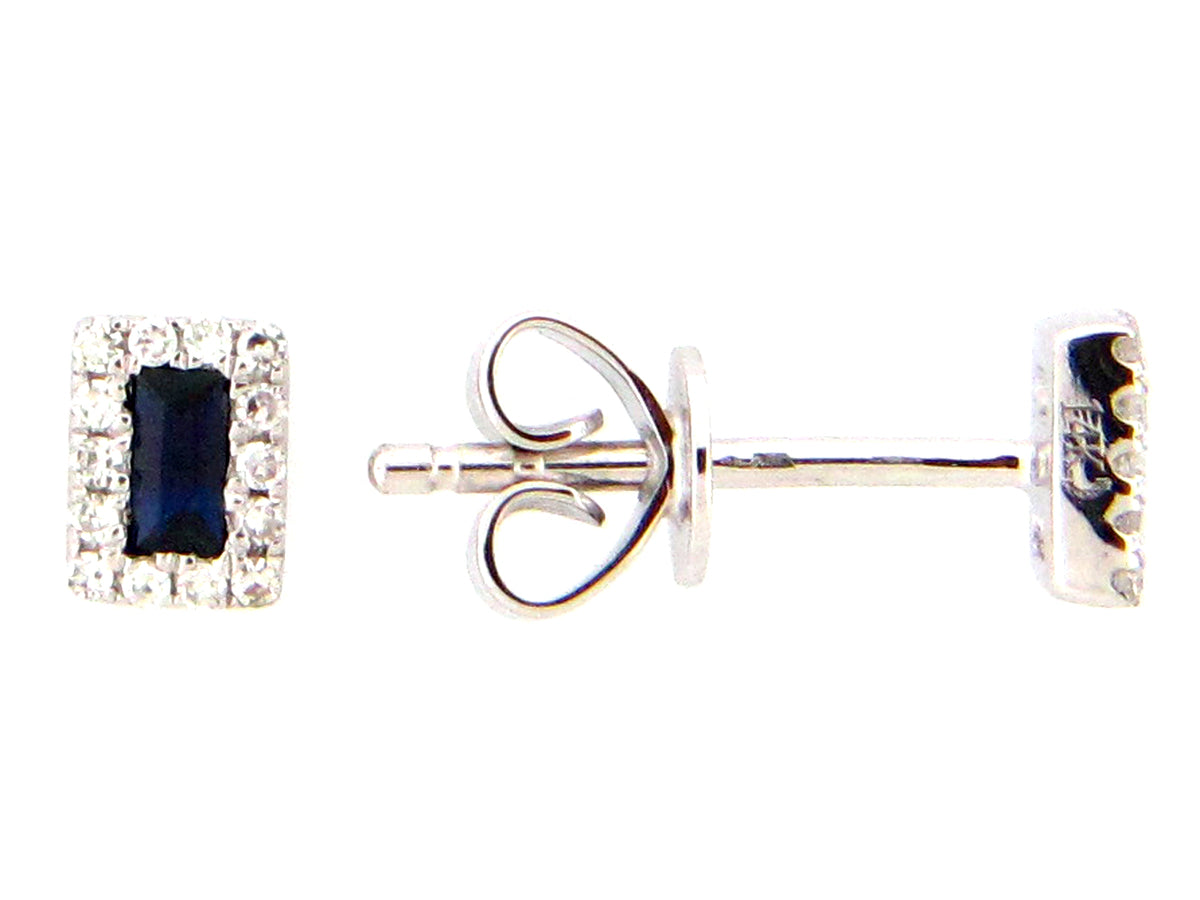 SAPPHIRE BAGUETTE & DIAMOND STUD EARRING
