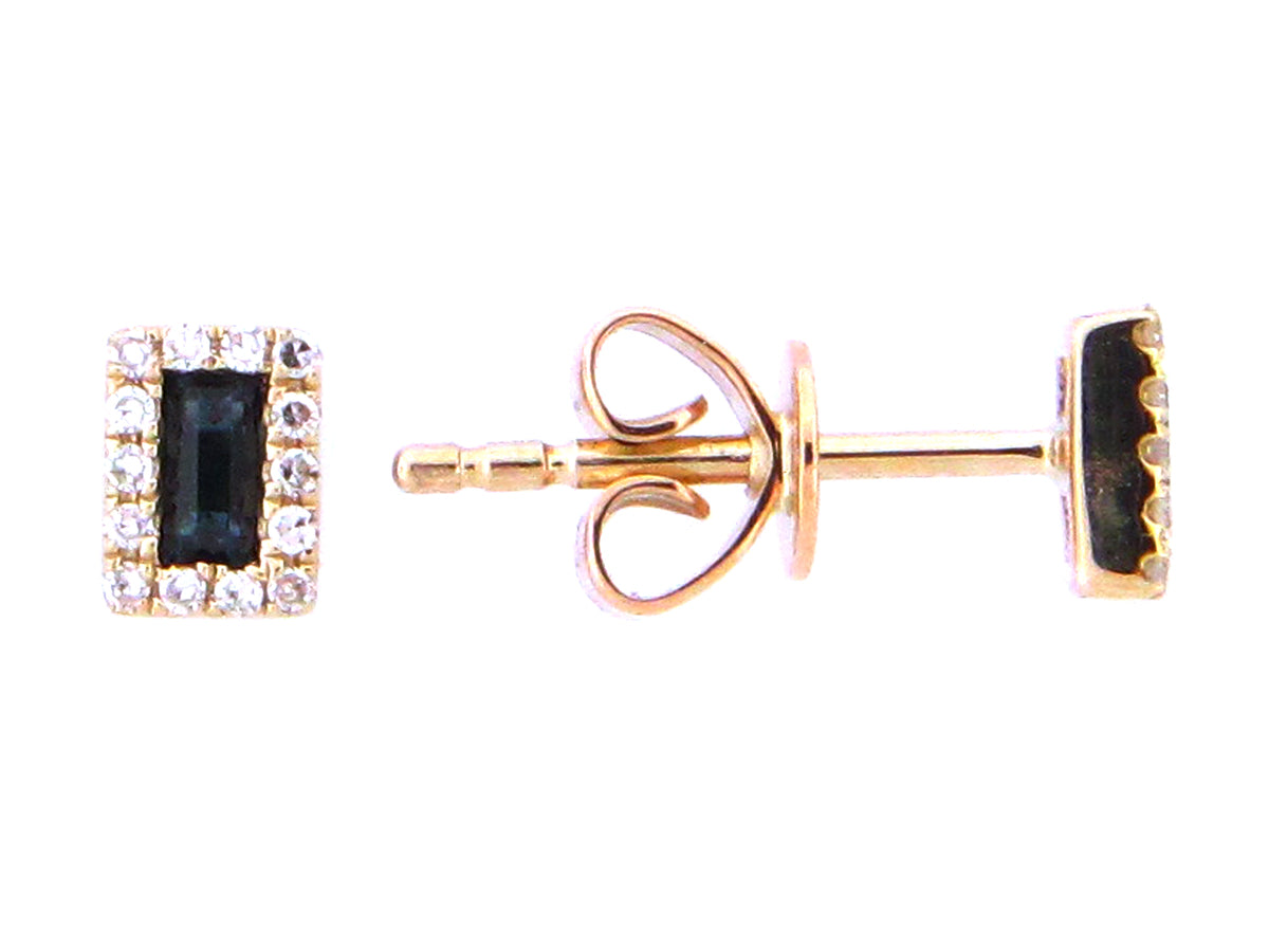 SAPPHIRE BAGUETTE & DIAMOND STUD EARRING