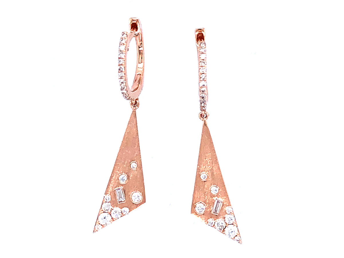 DIAMOND FLUSH SET TRIANGLE DANGLE EARRING