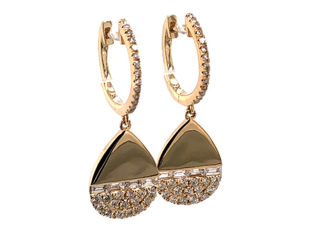 DIAMOND PEAR SHAPE DANGLE EARRING, HIGH POLISH, 14KY (N)