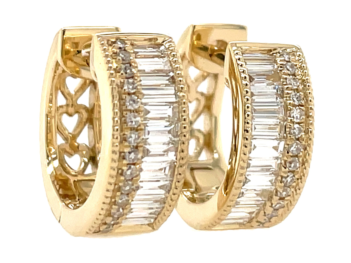 DIAMOND BAGUETTE & ROUND HUGGY EARRING