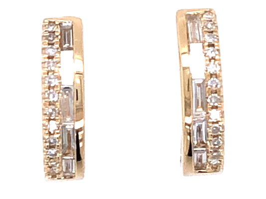 DIAMOND BAGUETTES & ROUNDS HUGGY EARRING