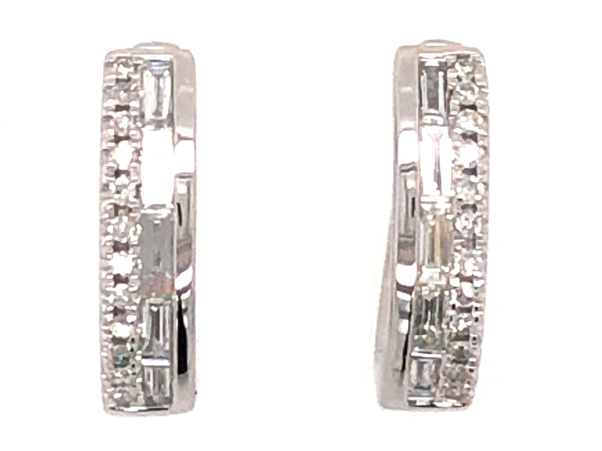 DIAMOND BAGUETTES & ROUNDS HUGGY EARRING