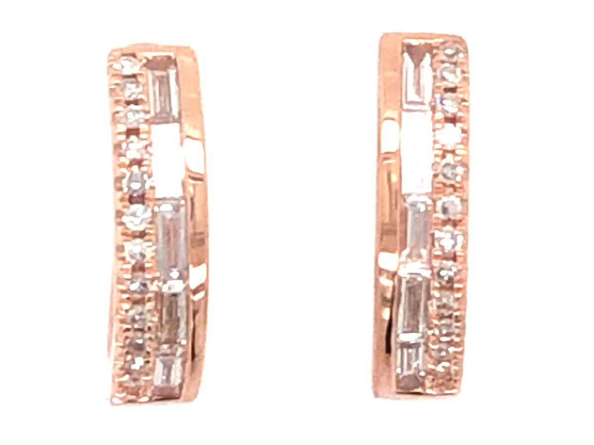 DIAMOND BAGUETTES & ROUNDS HUGGY EARRING