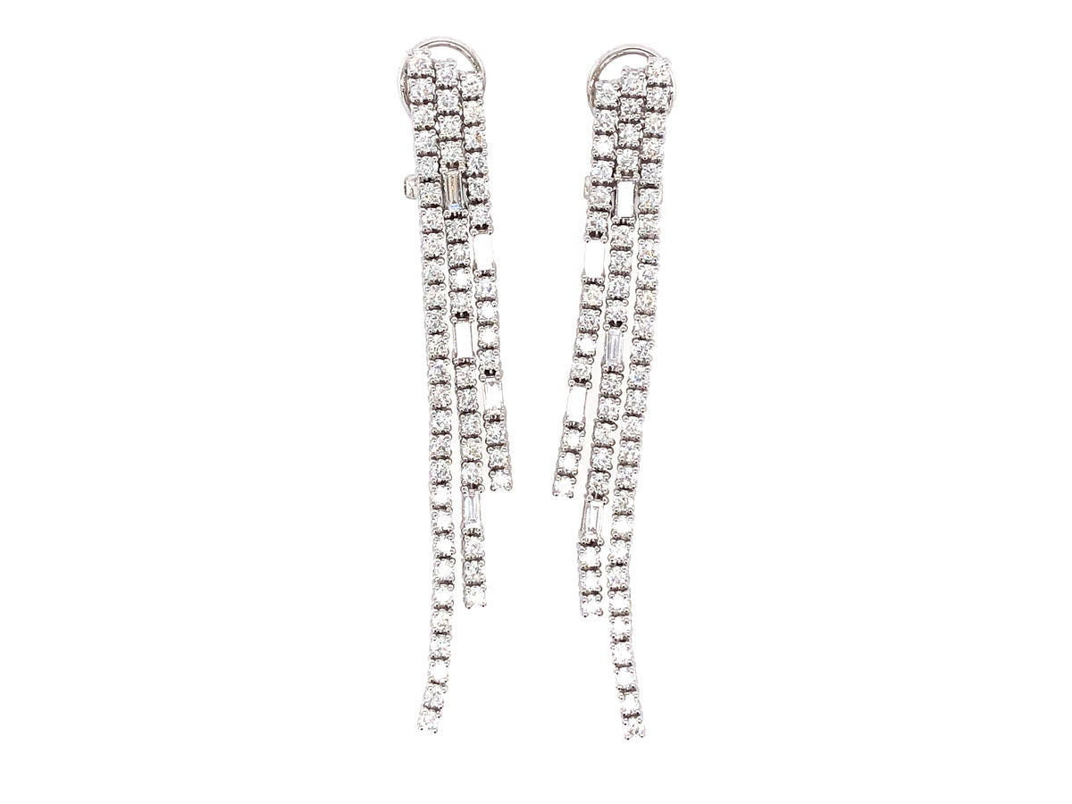 DIAMOND 3 STRAND DANGLE EARRING, 18KW (N)