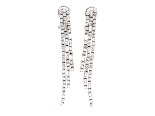 DIAMOND 3 STRAND DANGLE EARRING, 18KW (N)