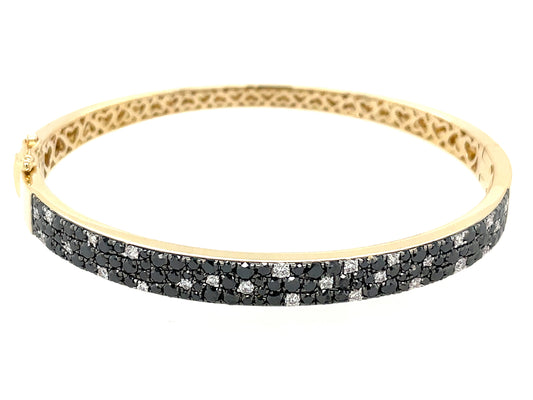 Black White Diamond Pave Bangle, 5.8mm