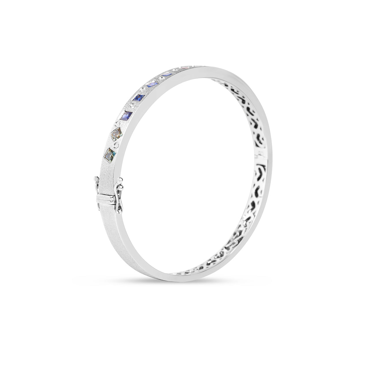 Rainbow Sapphire & Diamond Princess Scatter Bangle