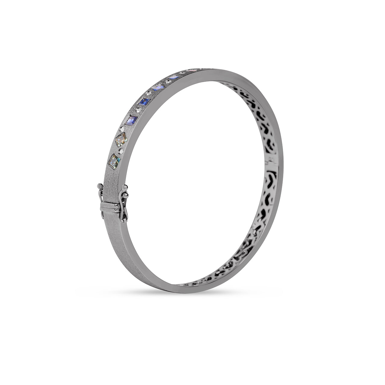 Rainbow Sapphire & Diamond Princess Scatter Bangle