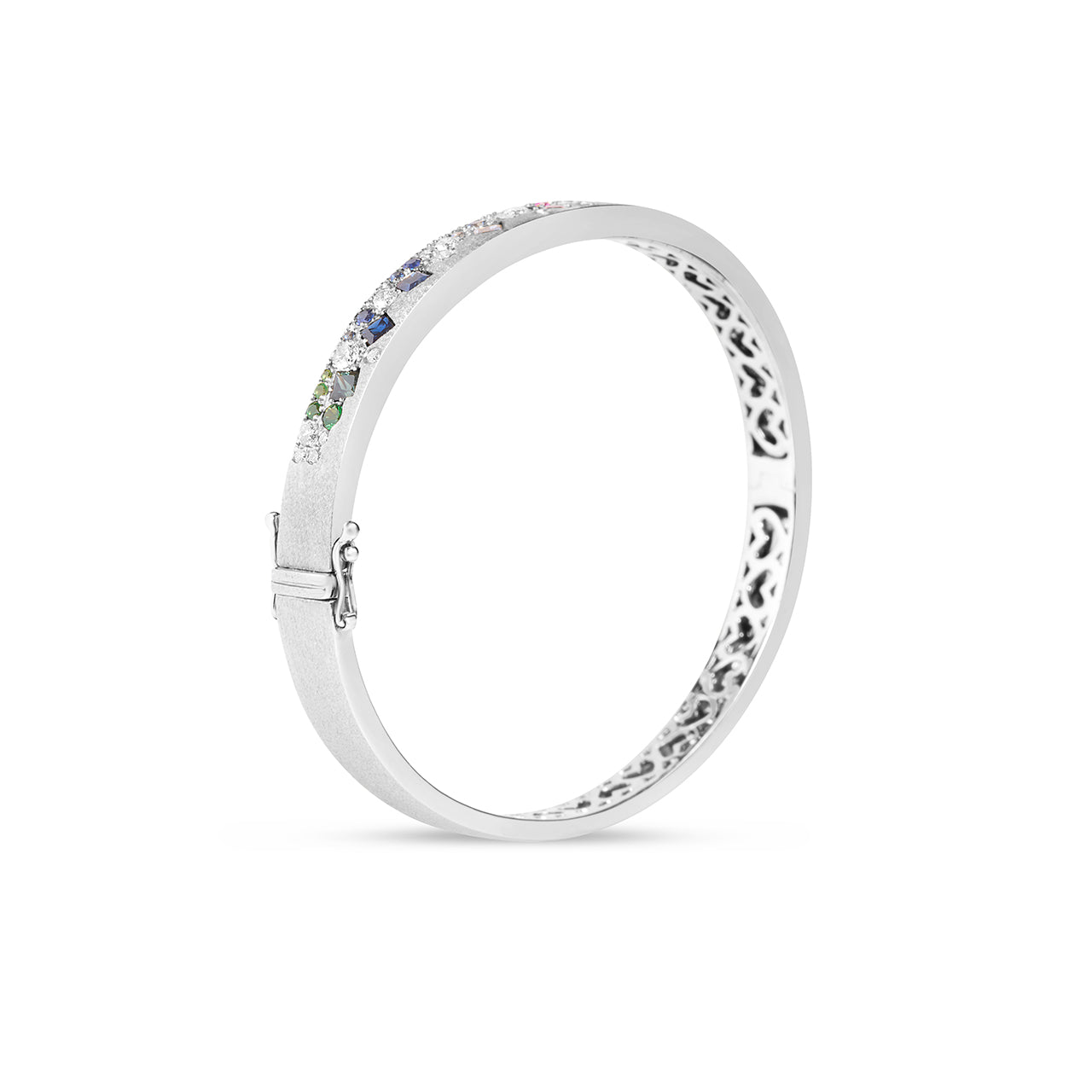 Rainbow Sapphire & Diamond Princess Confetti Bangle