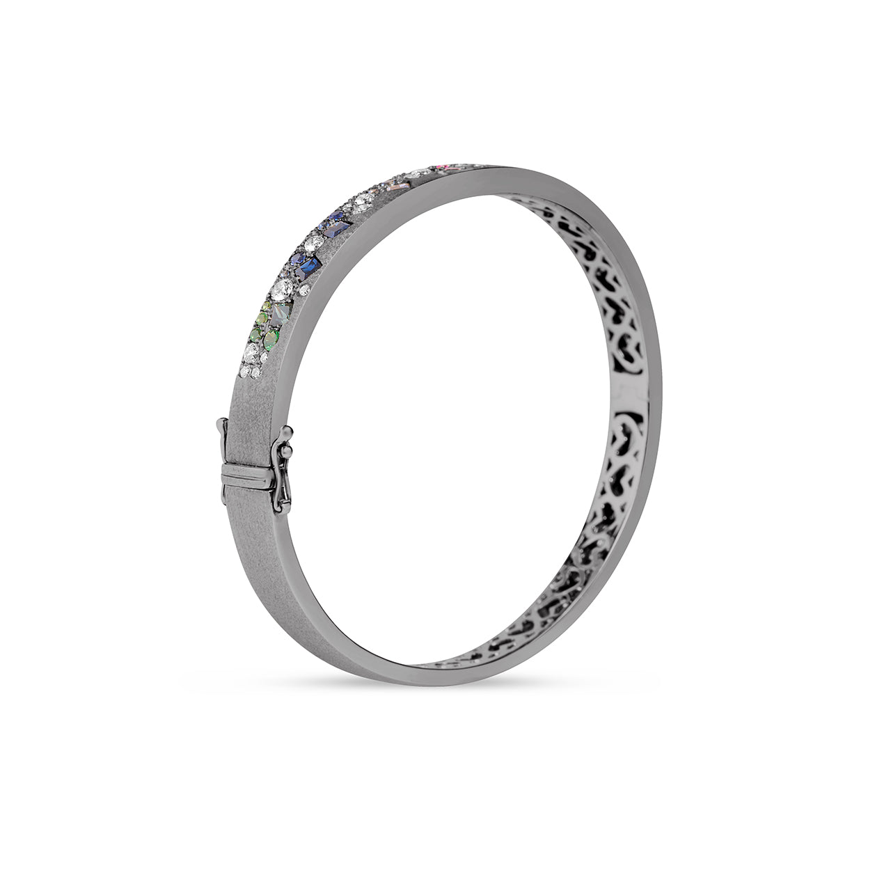 Rainbow Sapphire & Diamond Princess Confetti Bangle
