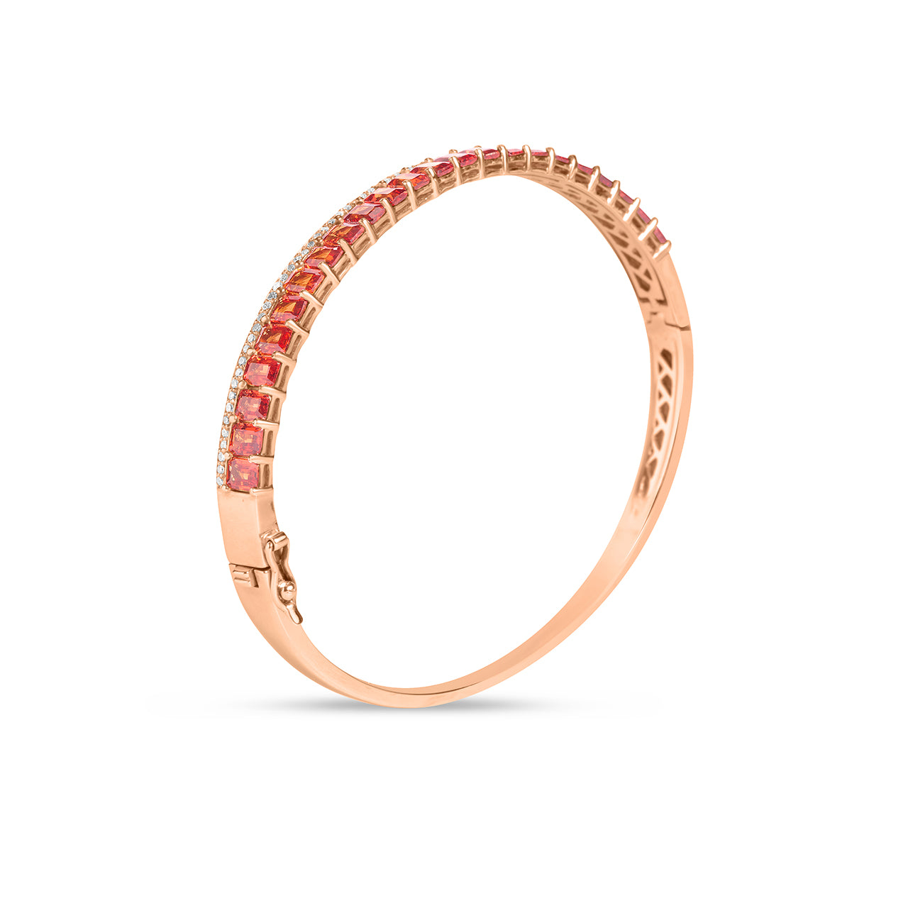 Orange Sapphire & Diamond Stack Bangle