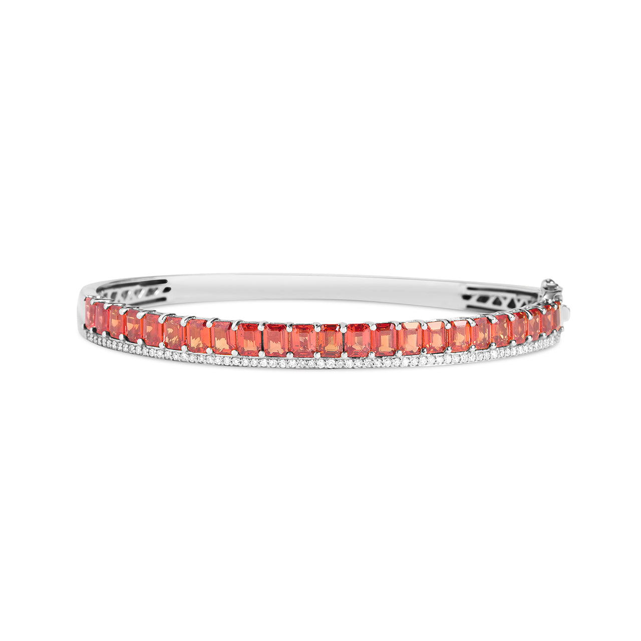 Orange Sapphire & Diamond Stack Bangle