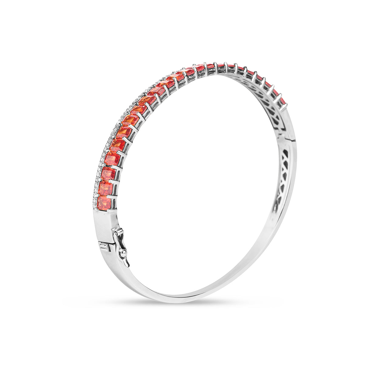 Orange Sapphire & Diamond Stack Bangle