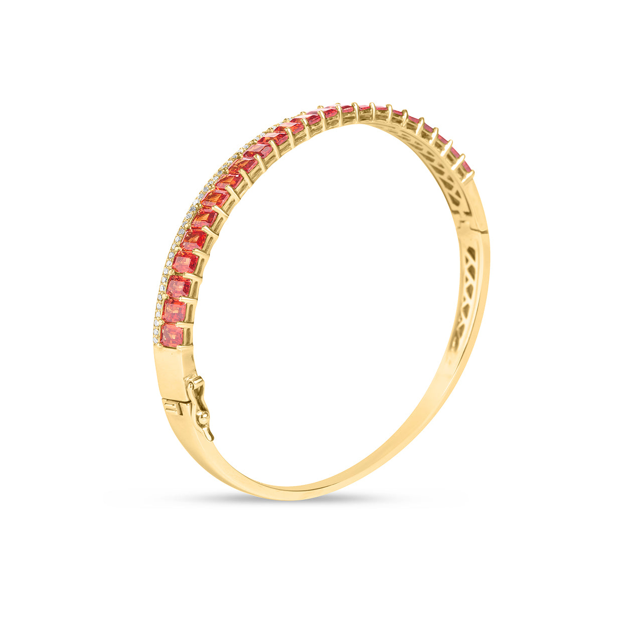 Orange Sapphire & Diamond Stack Bangle