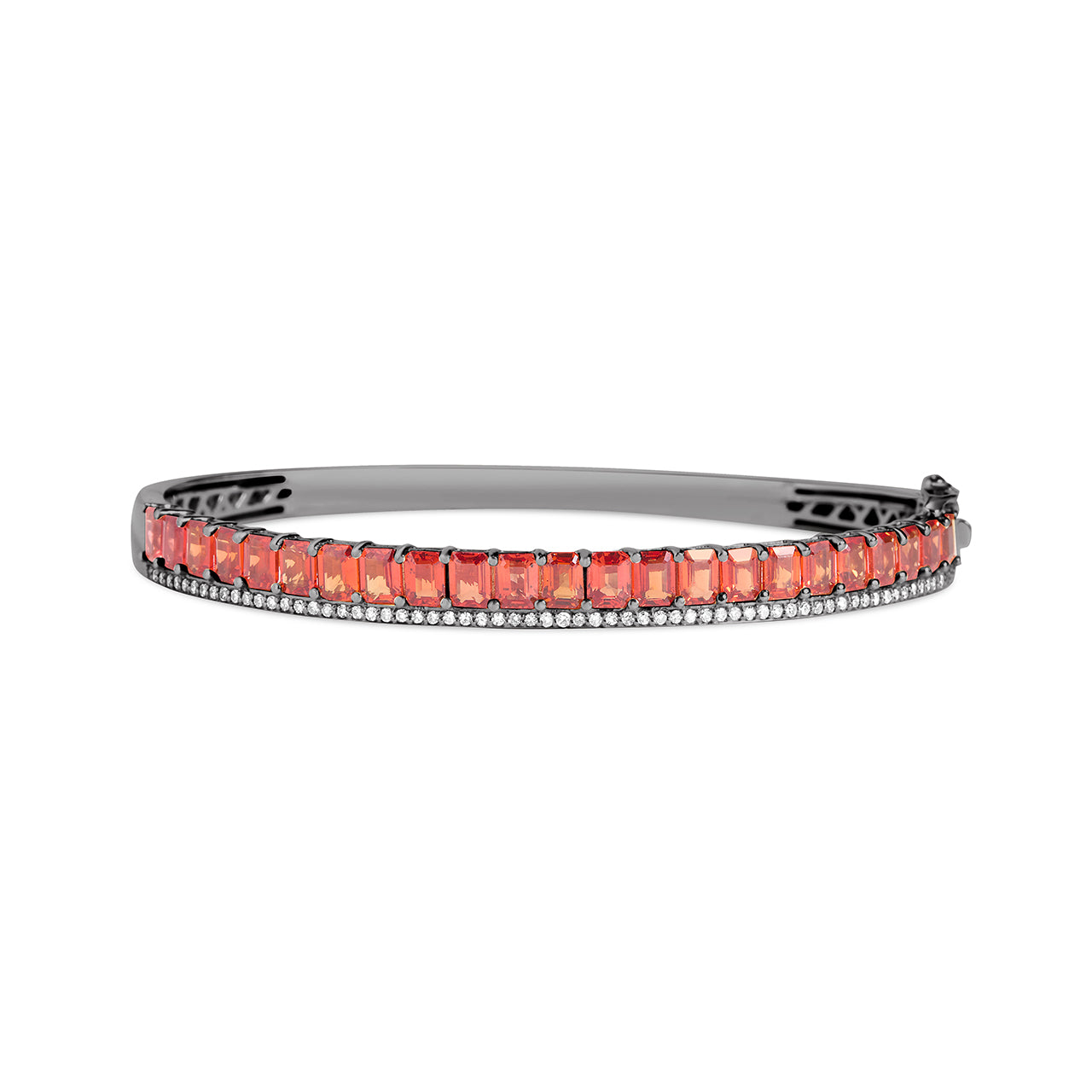 Orange Sapphire & Diamond Stack Bangle