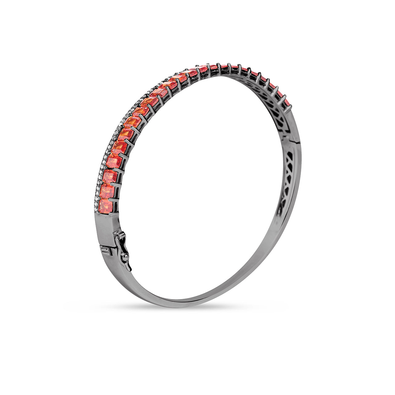 Orange Sapphire & Diamond Stack Bangle